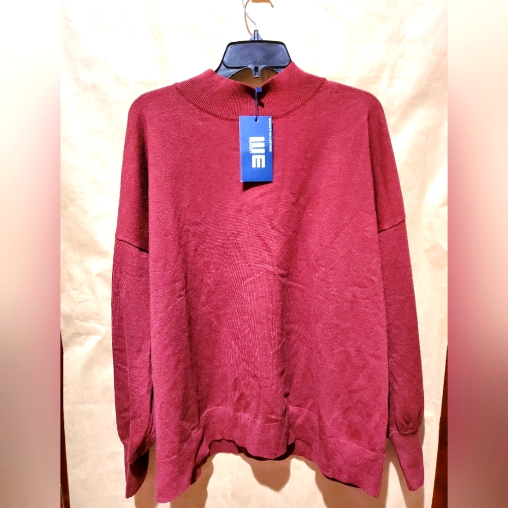 NWT WEACZZY Women's Mock Neck Sweater Batwing Long Sleeve Loose Pullover Knit